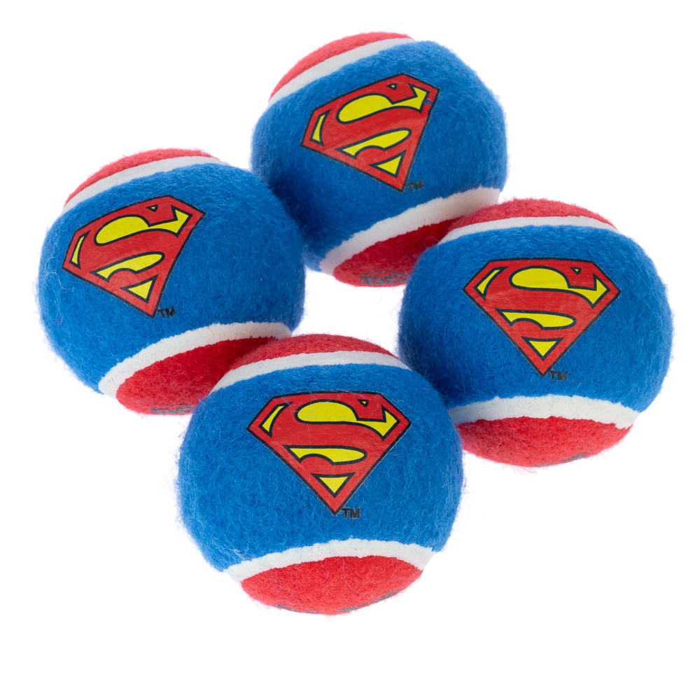 DC Superman Tennisball-Set - 4 Stück (je Ø 6,3 cm) von Warner Bros