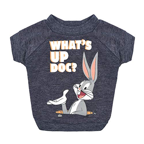 Warner Brothers-Looney Tunes What's Up Doc? Bugs Bunny Hunde-T-Shirt, Größe L, weiches meliertes blaues Hunde-T-Shirt für alle großen Hunde, maschinenwaschbarer Pullover, leicht und halb-dehnbar von Looney Tunes