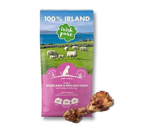 Irish Pure Adult | Weidelamm & Freiland Huhn 12kg + Power Bone | Sparpaket | Bundle von Warnick´s Tierfutterservice