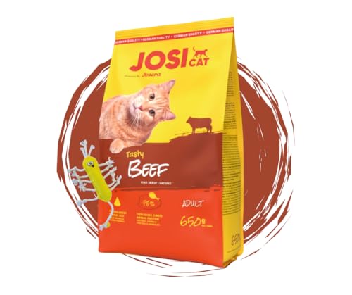 JosiCat | Trockenfutter | Katzenfutter | Sparbundle + Geschenk (650g + Kritzelmännchen, Tasty Beef) von Warnick´s Tierfutterservice