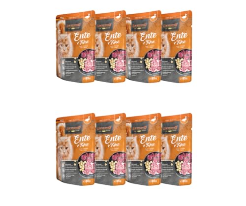 Leonardo Frischebeutel 8x85g | Katzenfutter | Nassfutter | Multi Bundle | Sparpaket | Pouch | Verschiedene Sorten (85g, 8X Ente+Käse) von Warnick´s Tierfutterservice