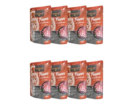 Leonardo Frischebeutel 8x85g | Katzenfutter | Nassfutter | Multi Bundle | Sparpaket | Pouch | Verschiedene Sorten (85g, 8X Fasan+Cranberries) von Warnick´s Tierfutterservice
