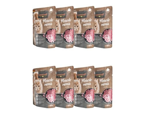 Leonardo Frischebeutel 8x85g | Katzenfutter | Nassfutter | Multi Bundle | Sparpaket | Pouch | Verschiedene Sorten (85g, 8X Fleischmenü) von Warnick´s Tierfutterservice