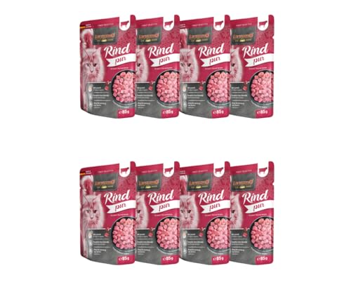 Leonardo Frischebeutel 8x85g | Katzenfutter | Nassfutter | Multi Bundle | Sparpaket | Pouch | Verschiedene Sorten (85g, 8X Rind pur) von Warnick´s Tierfutterservice