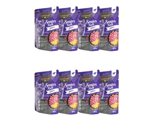 Leonardo Frischebeutel 8x85g | Katzenfutter | Nassfutter | Multi Bundle | Sparpaket | Pouch | Verschiedene Sorten (85g, 8X Senior Kalb pur) von Warnick´s Tierfutterservice