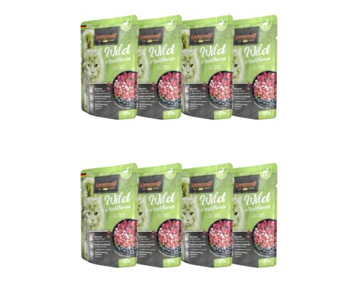 Leonardo Frischebeutel 8x85g | Katzenfutter | Nassfutter | Multi Bundle | Sparpaket | Pouch | Verschiedene Sorten (85g, 8X Wild+Heidelbeeren) von Warnick´s Tierfutterservice