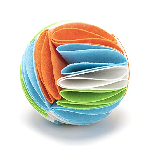Leckerli-Ball, verschleißfest, aus Filz, interaktives Spielzeug für Welpen, Blau, Orange, Grün, 15 cm von Washranp