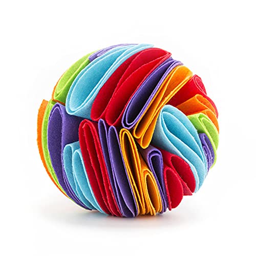 Leckerli-Ball, verschleißfest, aus Filz, interaktives Spielzeug für Welpen, Regenbogenfarben, 20 cm von Washranp