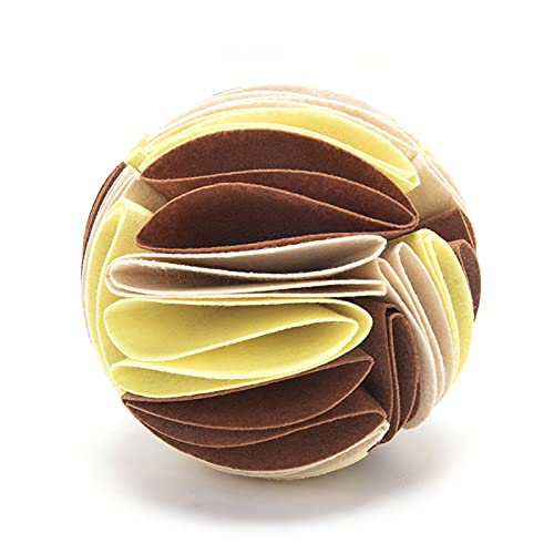 Leckerli-Ball, verschleißfest, aus Filz, interaktives Spielzeug für Welpen, braun-gelb, 20 cm von Washranp