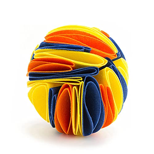 Leckerli-Ball, verschleißfest, aus Filz, interaktives Spielzeug für Welpen, gelb, orange, blau, 15 cm von Washranp