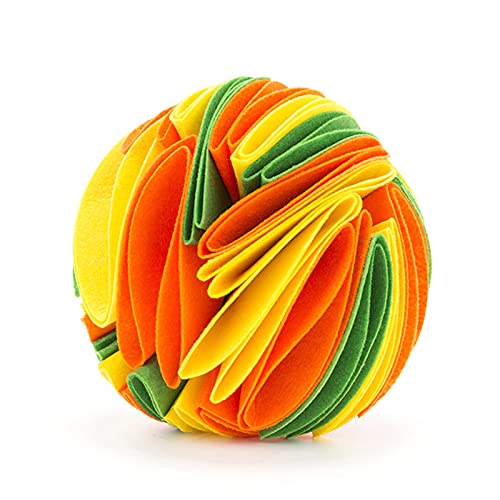 Leckerli-Ball, verschleißfest, aus Filz, interaktives Spielzeug für Welpen, gelb, orange, grün, 15 cm von Washranp