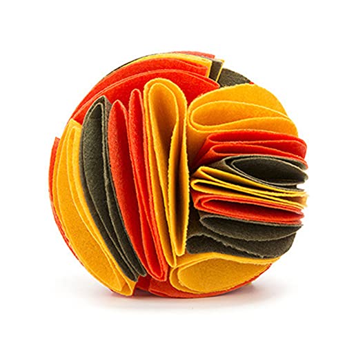 Leckerli-Ball, verschleißfest, aus Filz, interaktives Spielzeug für Welpen, gelb, rot, braun, 15 cm von Washranp
