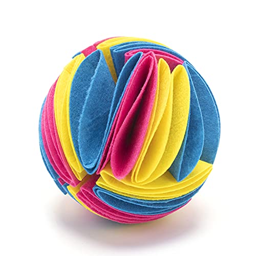 Leckerli-Ball, verschleißfest, aus Filz, interaktives Spielzeug für Welpen, rosa, blau, gelb, 15 cm von Washranp