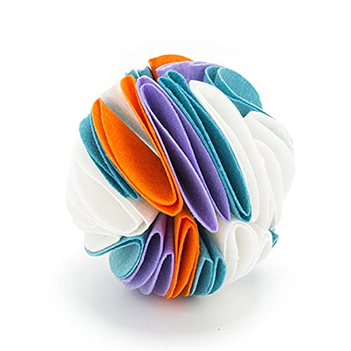 Leckerli-Ball, verschleißfest, aus Filz, interaktives Spielzeug für Welpen, weiß, orange, blau, 15 cm von Washranp