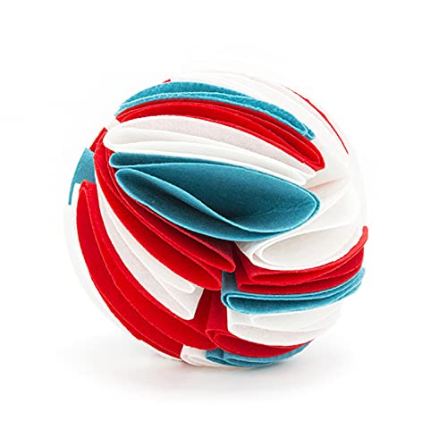 Leckerli-Ball, verschleißfest, aus Filz, interaktives Spielzeug für Welpen, weiß, rot, blau, 15 cm von Washranp