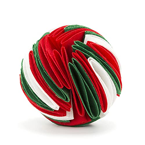 Leckerli-Ball, verschleißfest, aus Filz, interaktives Spielzeug für Welpen, weiß, rot, grün, 15 cm von Washranp