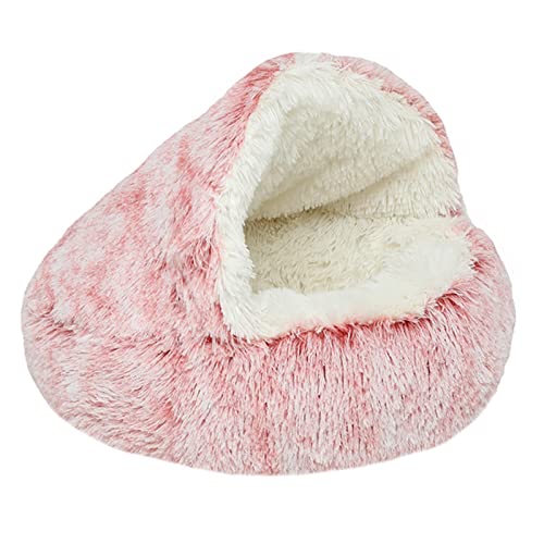 Washranp Haustier Hund Welpe Bett Matte Shell Hund Katze Rund Warm Cuddler Zwinger Weich Welpe Katze Sofa Kissen Bett Halbgeschlossen Niedlich Haustier Hunde Katzen Shell Stil Nest Schlafsack Rosa 60cm von Washranp