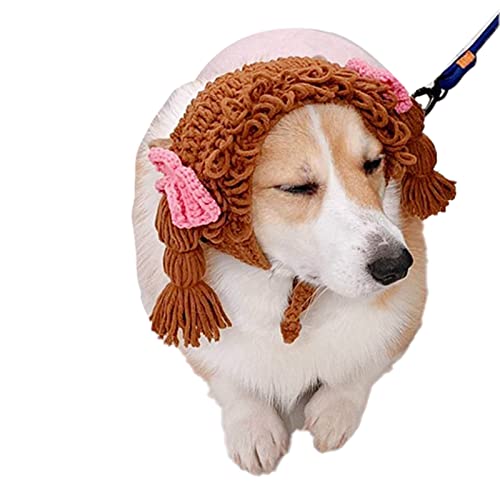Washranp Haustier-Kopfbedeckung, für Hunde, Kätzchen, Zöpfe, Design, Foto-Requisiten, weiche Hunde-Party, Cosplay, Hüte für Hunde, Kaffee, M von Washranp