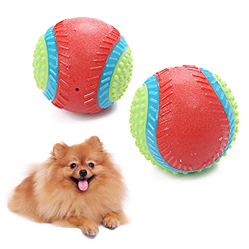 Washranp Hundespielzeug-Ball, Leckerli-Spielzeug für Hunde, Zahnreinigungsspielzeug, Ball, Haustier, Hund, Welpe, Gummi, Rindergeschmack, Quietschball, interaktives Kauspielzeug von Washranp