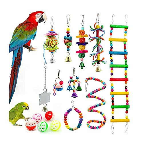 Washranp Papageienspielzeug zum Aufhängen, Kauspielzeug für Papageien, Kugel, Glocke, leicht, Acryl, 15 Stück von Washranp