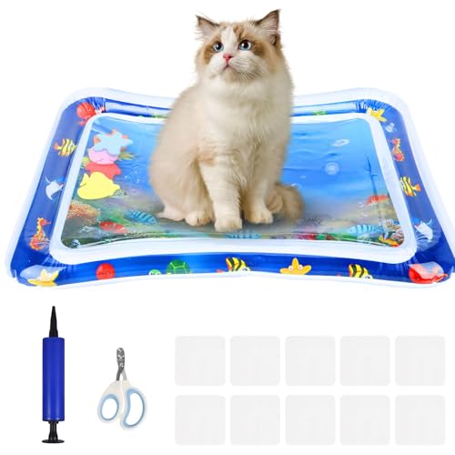 Wassermatte Katze Set, mit 1 Paar Nagelknipsern für Haustiere 10 Stück Folie und 1 Pumpe, Wasserspielmatte Katze Katzen Spielmatte Wasser Spielmatte für Katzen Hunde Haustier Tropische Fische Stil Wassermatte Katze Set, mit 1 Paar Nagelknipsern für Haustiere 10 Stück Folie und 1 Pumpe, Wasserspielmatte Katze Katzen Spielmatte Wasser Spielmatte für Katzen Hunde Haustier Tropische Fische Stil von WatDenyFine