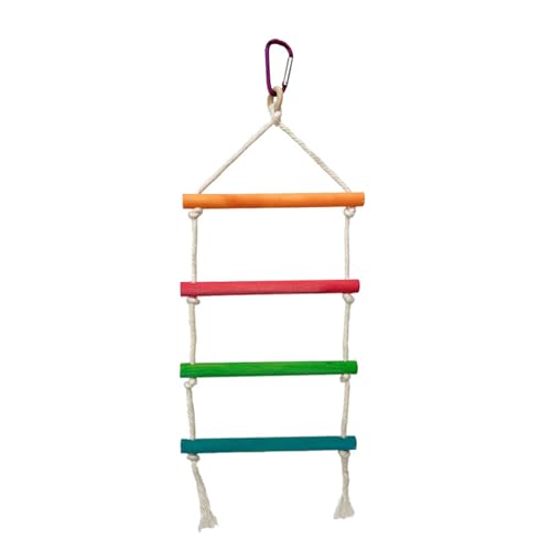 Watreketal Stabile Papageien-Kletterleiter Sitzstange Papagei Vogel-Trainingsständer Vogelkäfig Sitzstange mit Metallhaken interaktiv Holz von Watreketal