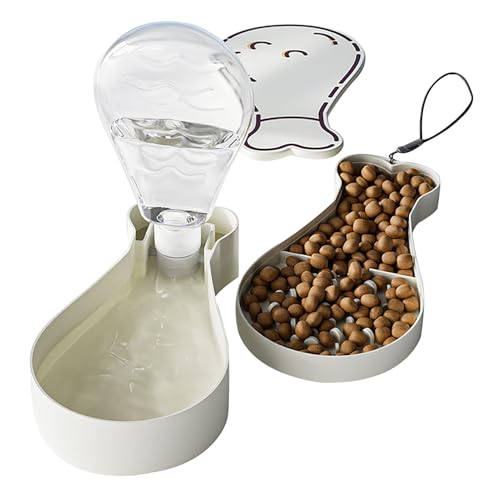 Hunde Wasserflasche für Unterwegs Hundenapf 2 in 1 Tragbare Wasserspender Outdoor Kleine Haustiere mit Fütterungsfunktion (weiß, M) von Watwass
