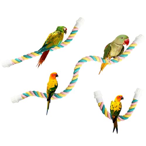Kletterspielzeug für Vögel Baumwollseil Sitzstangen für Vogelkäfige Bunt Vogelseil Kletterstange 3 Stück von Watwass