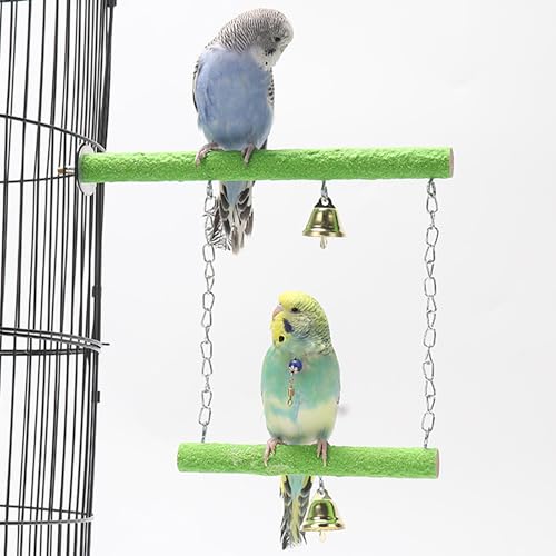 Schaukel Naturholz Vogelkäfig Zubehör für Wellensittiche Kanarienvogel Vogelschaukel mit Glocken Schaukel Naturholz Vogelkäfig Zubehör für Wellensittiche Kanarienvogel Vogelschaukel mit Glocken von Watwass