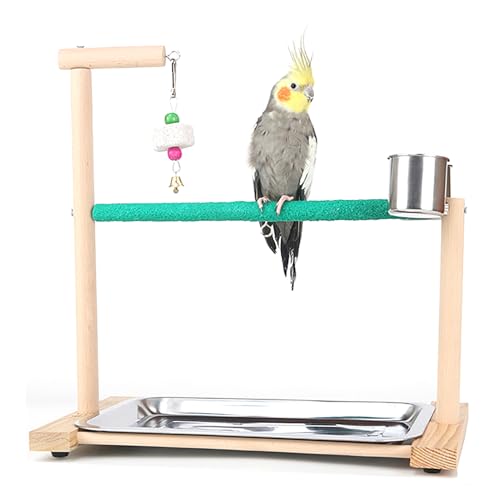 Vogel Sitzstange aus Holz Spielständer für Wellensittiche Unzertrennliche Kanarien Vogel Spielplatz mit 2 Schalen Vogel Sitzstange aus Holz Spielständer für Wellensittiche Unzertrennliche Kanarien Vogel Spielplatz mit 2 Schalen von Watwass