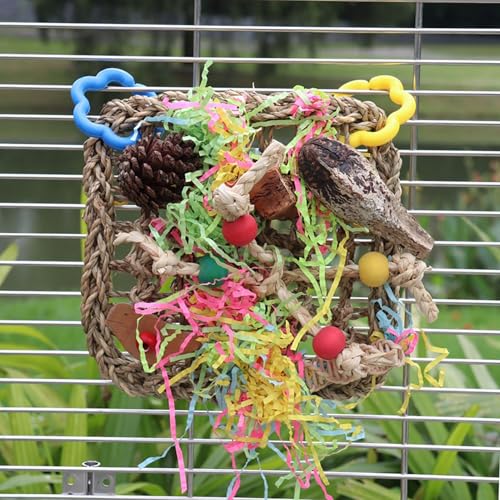 Vogel Spielplatz mit Mehrere Natürliche Materialien Kauspielzeug Wellensittich Hängend Vogelspielzeug Bunt von Watwass