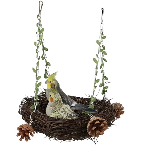 Vogelnester für Kanarien Grasgewebter Schaukel für Papagei Natur Vogelnest Hängendes Vogelkäfig Zubehör Vogelnester für Kanarien Grasgewebter Schaukel für Papagei Natur Vogelnest Hängendes Vogelkäfig Zubehör von Watwass