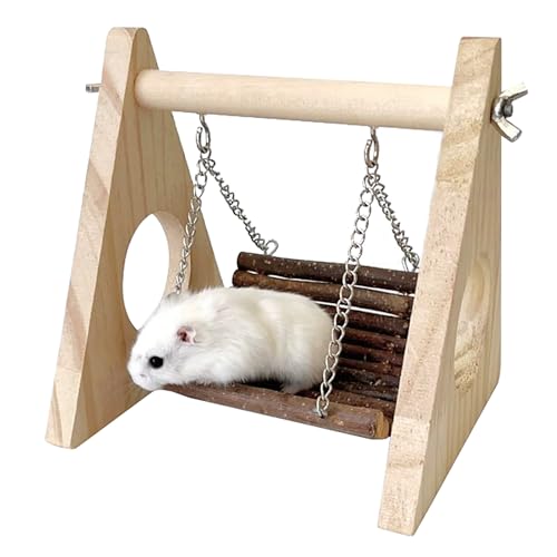 Watwass Schaukel für Hamster Naturholz Schaukelspielzeug Meerschweinchen Bissbeständiges Spielplatz Kaninchen (Farbe 1) von Watwass