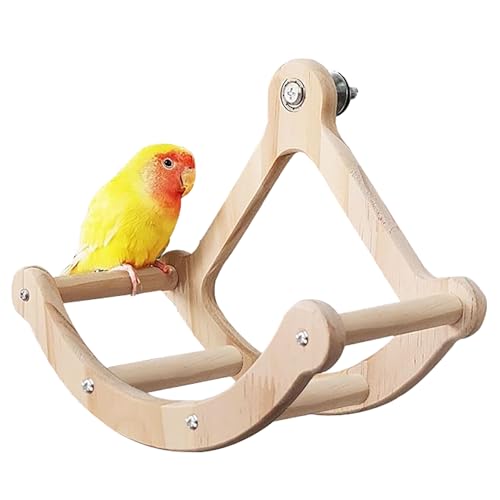 Watwass Vogel Piratenschiff Spielzeug für Käfig Spielplatz Wellensittich Kanarienvogel Schaukel Holz Schwingen und Springen (Farbe 1) von Watwass