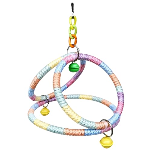 Watwass Vogelspielzeug Wellensittiche Kanarienvogel Sitzstangen für Vogelkäfige Spielplatz Papagei Schaukel mit Glocken (Farbe 1) von Watwass