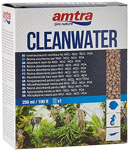 Amtra CLEANWATER - Absorptionsharz für organische Schadstoffe (NH3 NO2 NO3 PO4) in Süß- und Meerwasseraquarien, Format 250 ml von Amtra