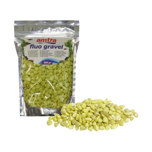 Amtra Fluo Kies für Aquarien, Dekoration, Keramikkies für Süß- und Salzwasser, puderfrei, gelb, 350 g von Amtra