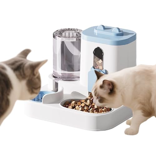 Gravitys Katzenfutterstation und Wasserspender, 2-in-1 automatischer Katzenfutterspender, 2 Stück, große Kapazität, selbstfüttern für kleine, mittelgroße Hunde, Welpen, Kätzchen, Blau von Waycin
