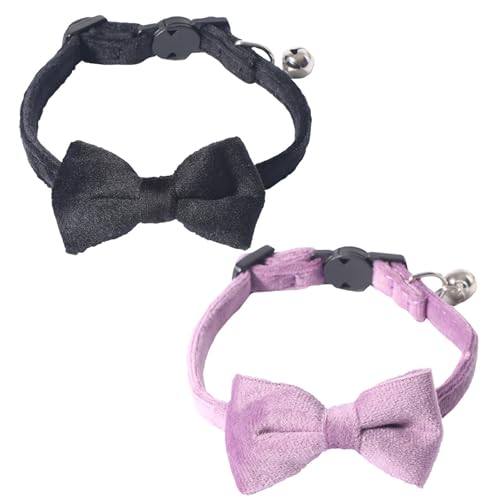 2pcs Katzenkragen, 2 Farben Katzenkragen mit Glocken und Fliege weich bequemer Kätzchenkragen Sicherheitsschnallen Breakaway Collarscat 2pcs Katzenkragen, 2 Farben Katzenkragen mit Glocken und Fliege weich bequemer Kätzchenkragen Sicherheitsschnallen Breakaway Collarscat von Wbaioluy