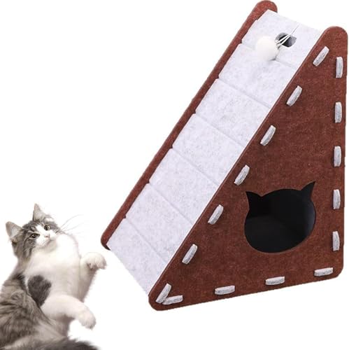 Mellowkin Katzenkratzer, Katzenkratzer Filz, Dreieckiges Katzenkratzbrett, Kratzmatte Spielspielzeug für Indoor-Katzen, Verschleißfestes und nicht fusselndes Katzenspielzeug, langlebig leicht zu von Wbietu