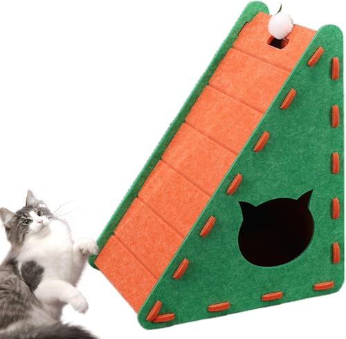 Mellowkin Katzenkratzer, Katzenkratzer Filz, Dreieckiges Katzenkratzbrett, Kratzmatte Spielspielzeug für Indoor-Katzen, Verschleißfestes und nicht fusselndes Katzenspielzeug, langlebig leicht zu von Wbietu