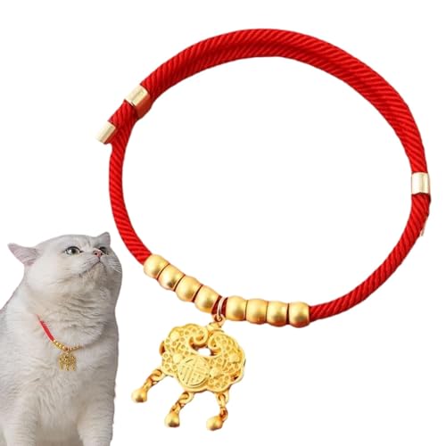 Haustier-Neujahrs-Halsband, Haustier-Halsband, Haustier-Charm-Halskette, kleine Hunde-Halskette, verstellbare Haustier-Halskette, Glücks-Gold-Segenschloss oder Rassel-Charm-Halskette, verstellbar für Haustier-Neujahrs-Halsband, Haustier-Halsband, Haustier-Charm-Halskette, kleine Hunde-Halskette, verstellbare Haustier-Halskette, Glücks-Gold-Segenschloss oder Rassel-Charm-Halskette, verstellbar für von Wcybym