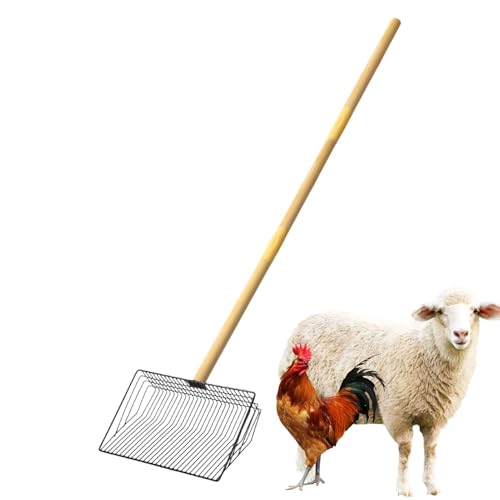 Hühnerkotschaufel | Abnehmbare Siebschaufel mit langem Griff | Antihaft-Rechenwerkzeug | Gartensieb aus Metall | Vielseitiger Hühnerstallschaufel für die mühelose Abfallbeseitigung in Geflügelfarmen o von Wcybym