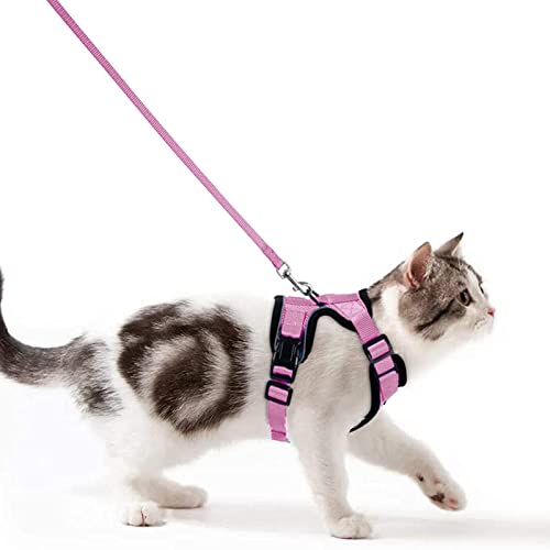 Katzengeschirr mit Leine Ausbruchsicher Katzenleine Set Verstellbar weich Kätzchenweste mit Reflektierenden Streifen Brustgeschirr für kleine Kitten (Rosa, XXS) von Wdmiya