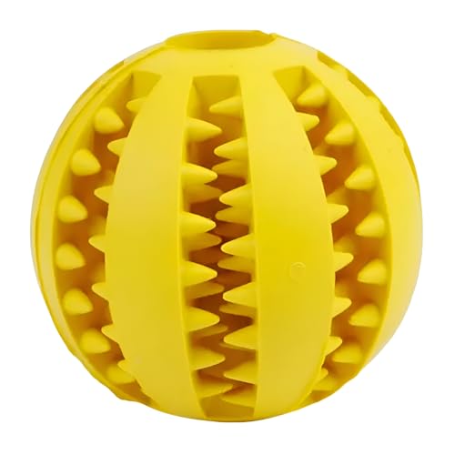 We Rocks Hundespielzeugball, ungiftiger, bissfester Spielzeugball für Haustiere, Hunde, Welpen, Katze, Hundefutter-Leckerli-Feeder, Kauzahnreinigungsball, Übungsspiel, IQ-Trainingsball (Gelb) von We Rocks