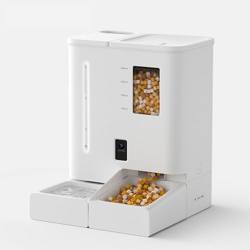 Futterautomat Katze mit Kamera, 5G / WiFi-Futterautomat, 2K HD-Video und Nachtsicht, 2-in-1-Großwasser- und Getreidespender, einfache APP-Bedienung, Futteraufbewahrungsbehälter für Hunde von We make hope