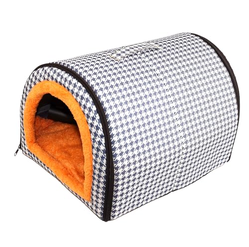 2 in 1 Haustier Katzenbett für Wohnungskatze, Wasserdichtes Kleines Hundebett mit Weicher Matte, Winter Selbstwärmendes Haustier Katzenhaus, Sommer Kühles Welpenbett, Haus für Kleinen Hund (weiß blau) von We make hope