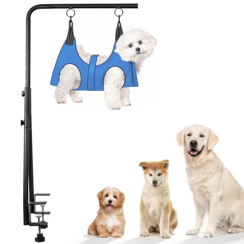 WeGXY Fellpflegetisch für Hunde mit Hängematte, höhenverstellbarer Haustierpflege-Arm mit Doppelklemme, für kleine und mittelgroße Hunde, Fellpflegeschlaufe und kein Sitzen WeGXY Fellpflegetisch für Hunde mit Hängematte, höhenverstellbarer Haustierpflege-Arm mit Doppelklemme, für kleine und mittelgroße Hunde, Fellpflegeschlaufe und kein Sitzen von WeGXY