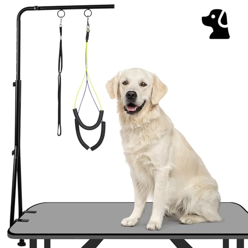 WeGXY Hundepflege-Tischarm, 108 cm, höhenverstellbar, mit Doppelklemme, Hundepflegeständer für kleine, mittelgroße und große Hunde zu Hause, 2023 Upgrade größeres Design von WeGXY