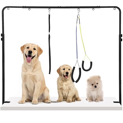WeGXY Hundepflegestisch, U-förmig, Haustier-Pflegearm mit Klemme für kleine, mittelgroße und große Hunde, robuster Metallrahmen mit 108 cm verstellbarer Höhe und 74,9 - 115,8 cm verstellbarer Breite WeGXY Hundepflegestisch, U-förmig, Haustier-Pflegearm mit Klemme für kleine, mittelgroße und große Hunde, robuster Metallrahmen mit 108 cm verstellbarer Höhe und 74,9 - 115,8 cm verstellbarer Breite von WeGXY